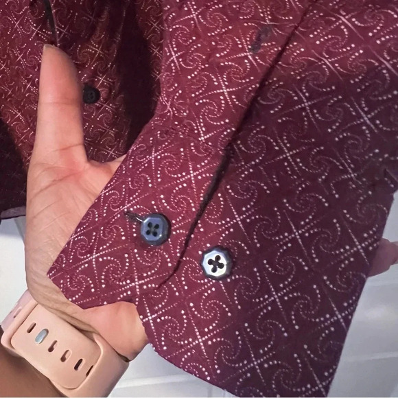 Silver Stone Modern Fit Button Down Shirt Patterned Dress Shirt Size M - Picture 4 of 6